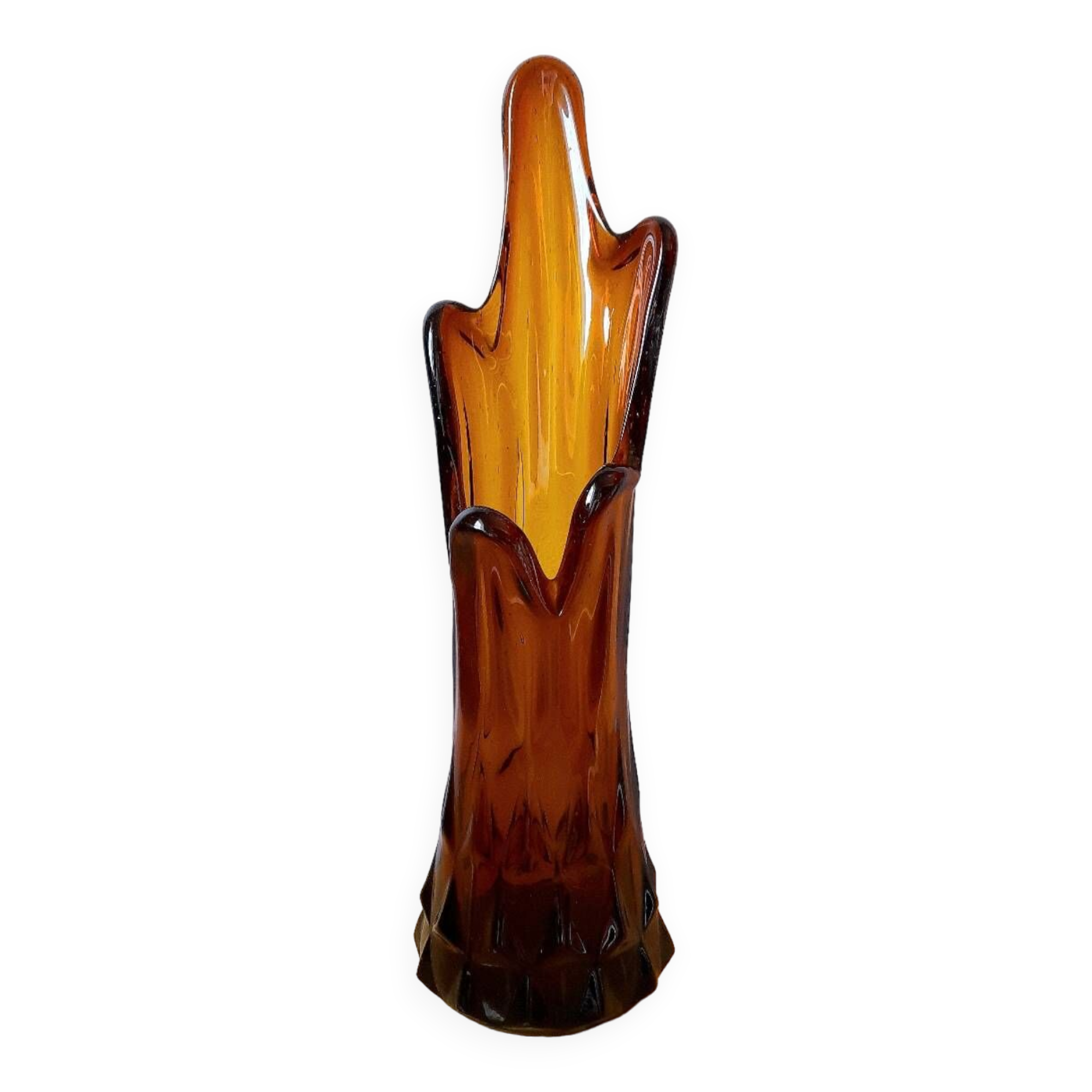 Amber glass vase 70s