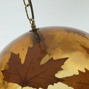 rare vintage PENDANT LAMP resin with maple leaves 1970s hanging lamp