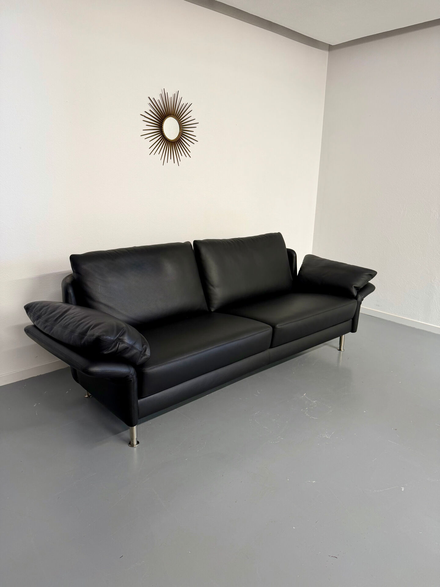 3-seater sofa Intertime I-Cielo black leather contemporary design