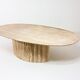 Oval Italian coffee table in travertin, 1970s