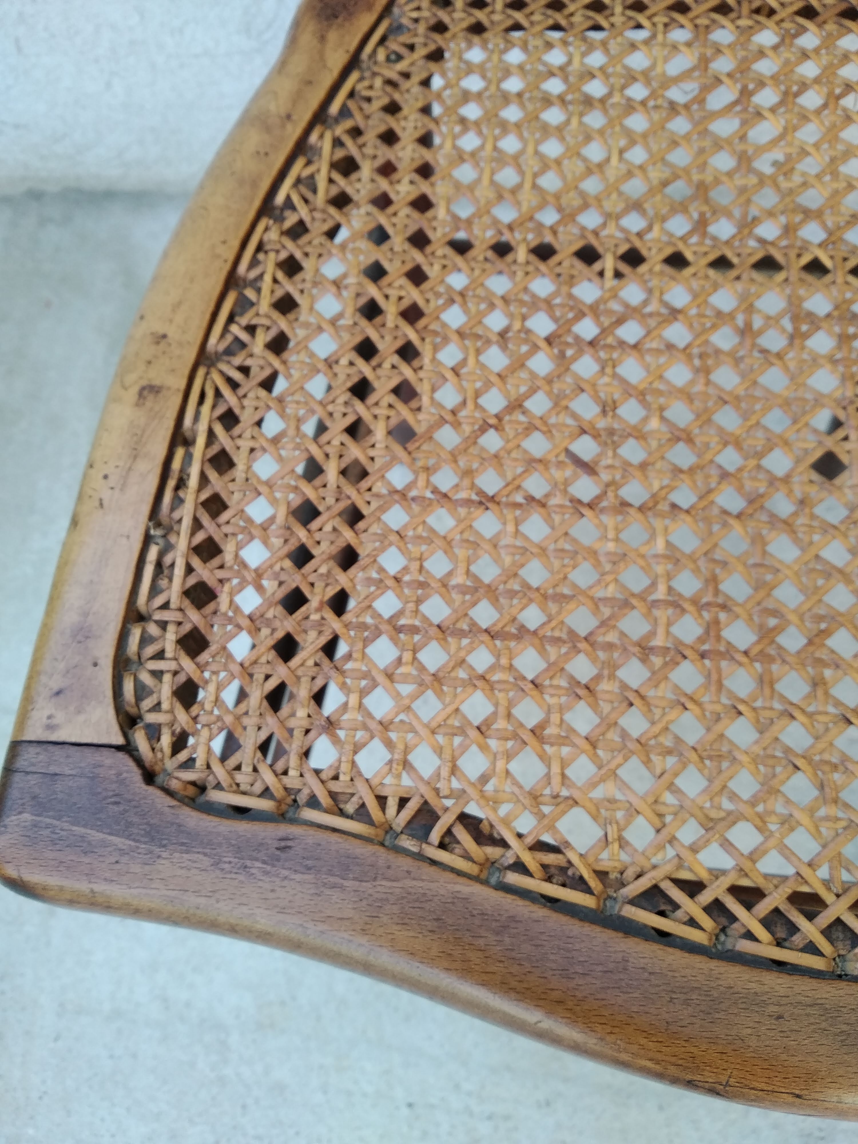 Set of 4 antique bistro chairs canned seats