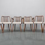 1960s Antonin Suman Set of Six Beech Dining Chairs, Restored