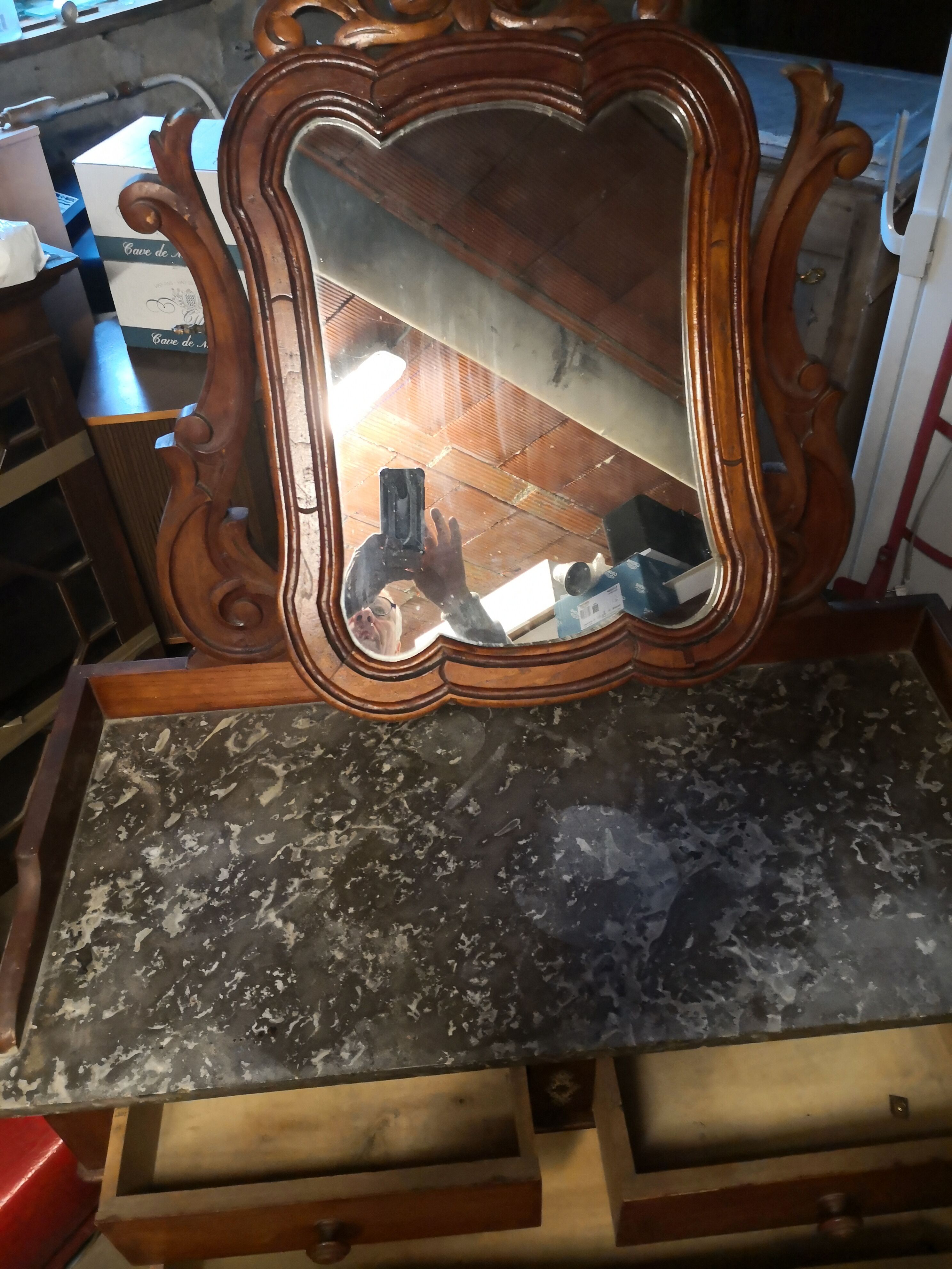 Coiffeuse Louis Philippe dessus marbre