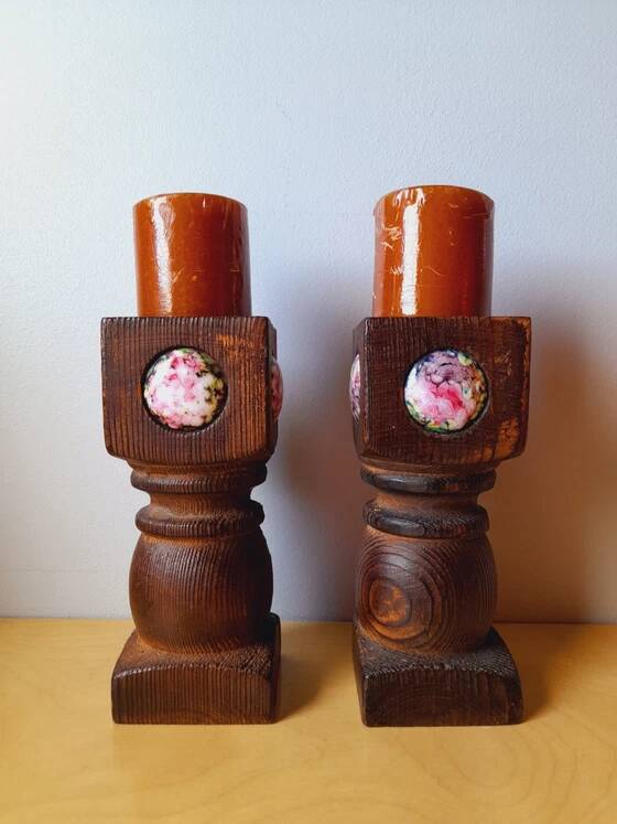 Brutalist candle holder pair Capo Esmaltes