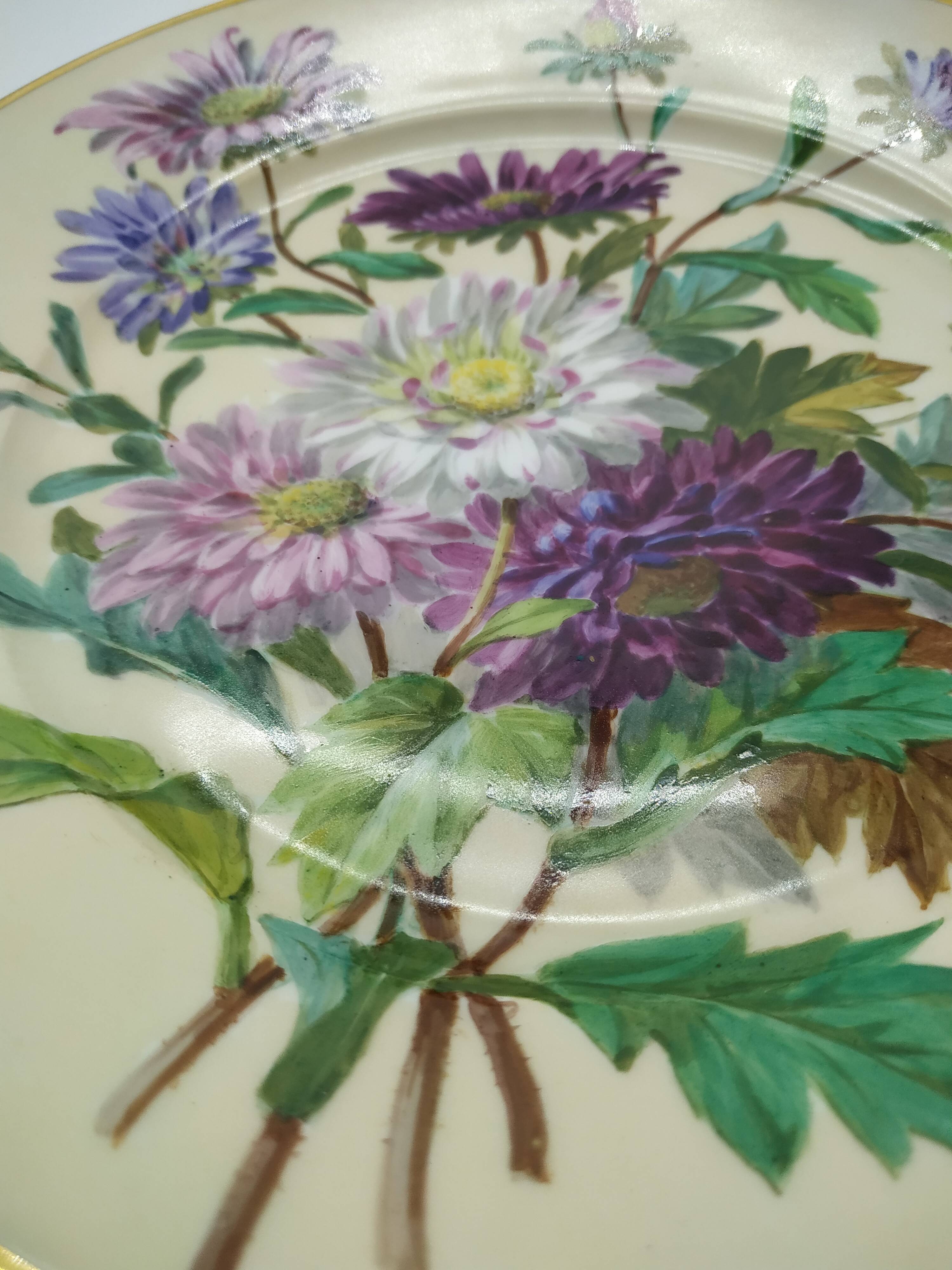 Decorative plate of the manufacture of Sèvres bouquet of dalhias