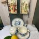 Duo of cups and undercups in English porcelain "Tudor"