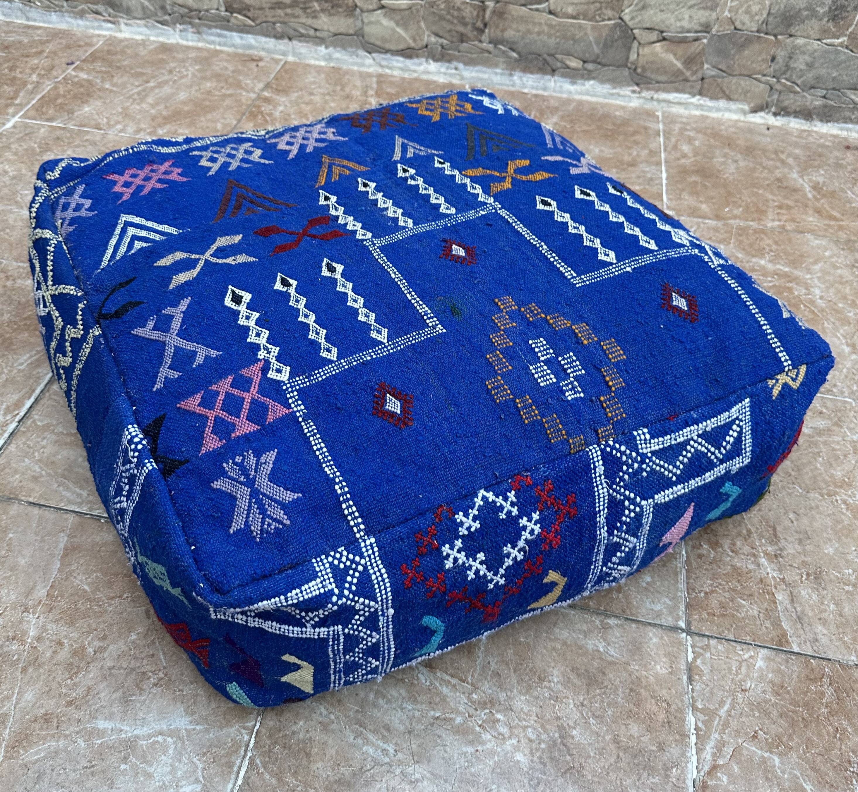 Handmade Berber Kilim pouf, floor cushion