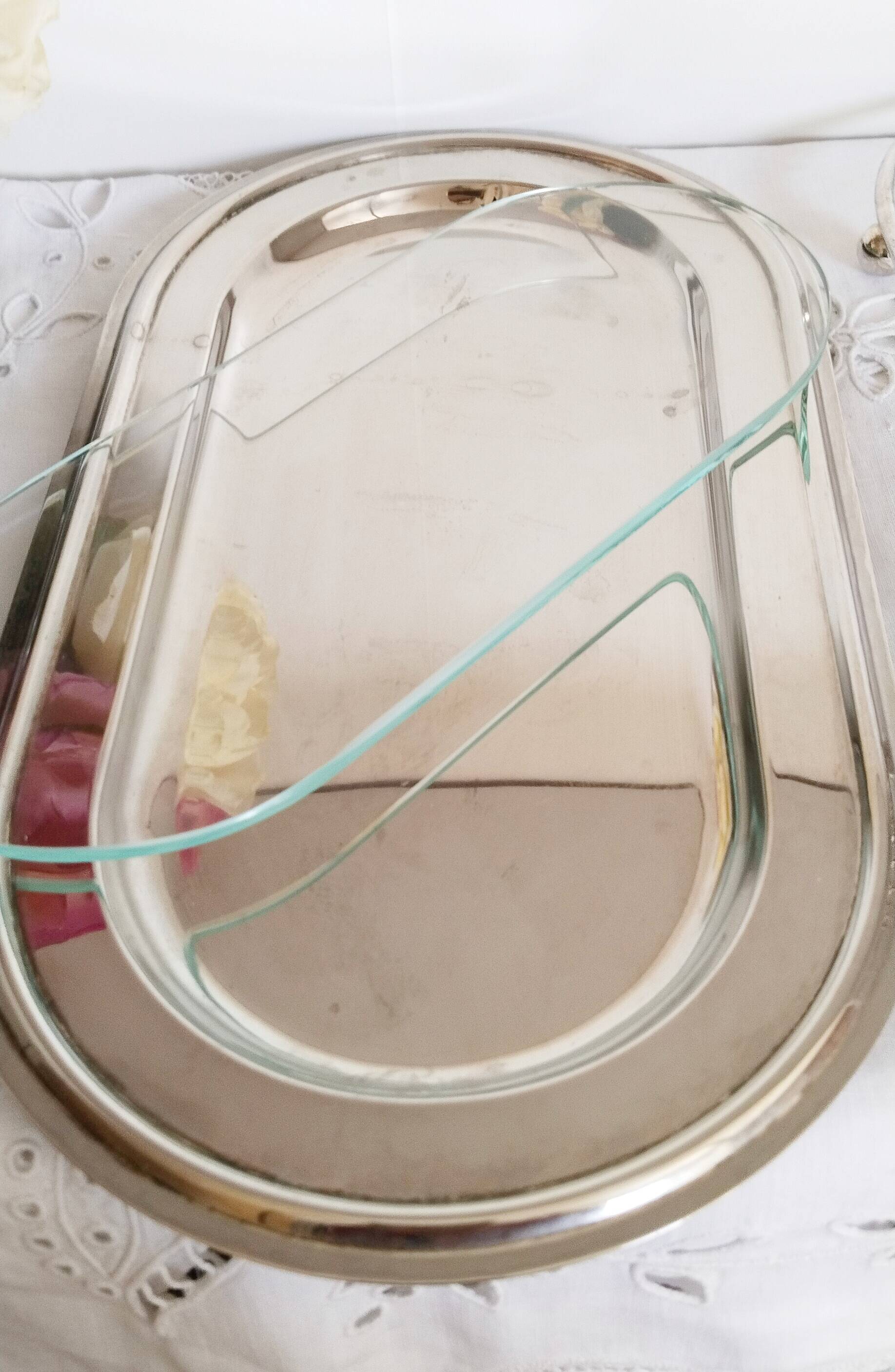 Metal foie gras serving dish, toast rack