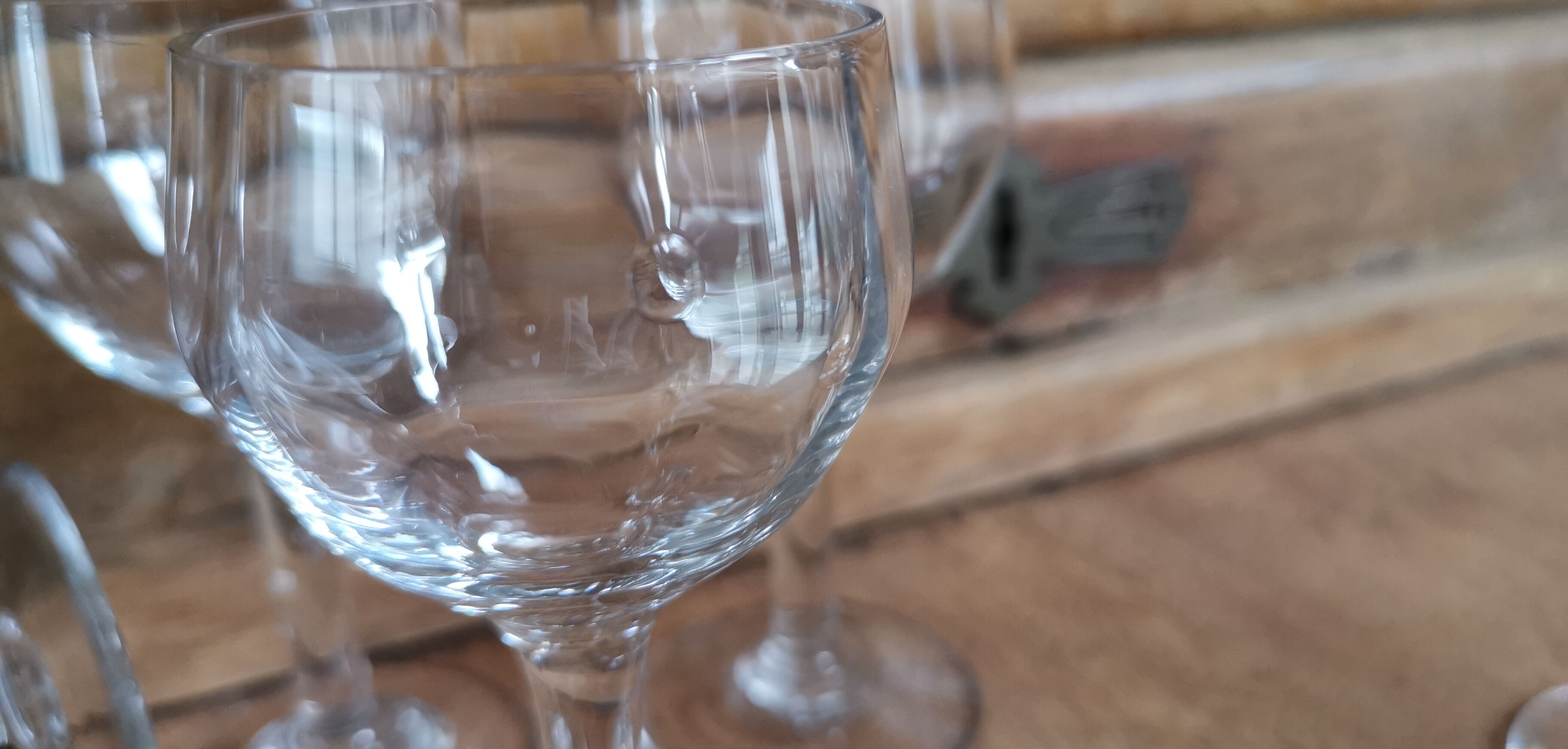 Set of 6 old balloon glasses on legs in hand-blown crystal 20s