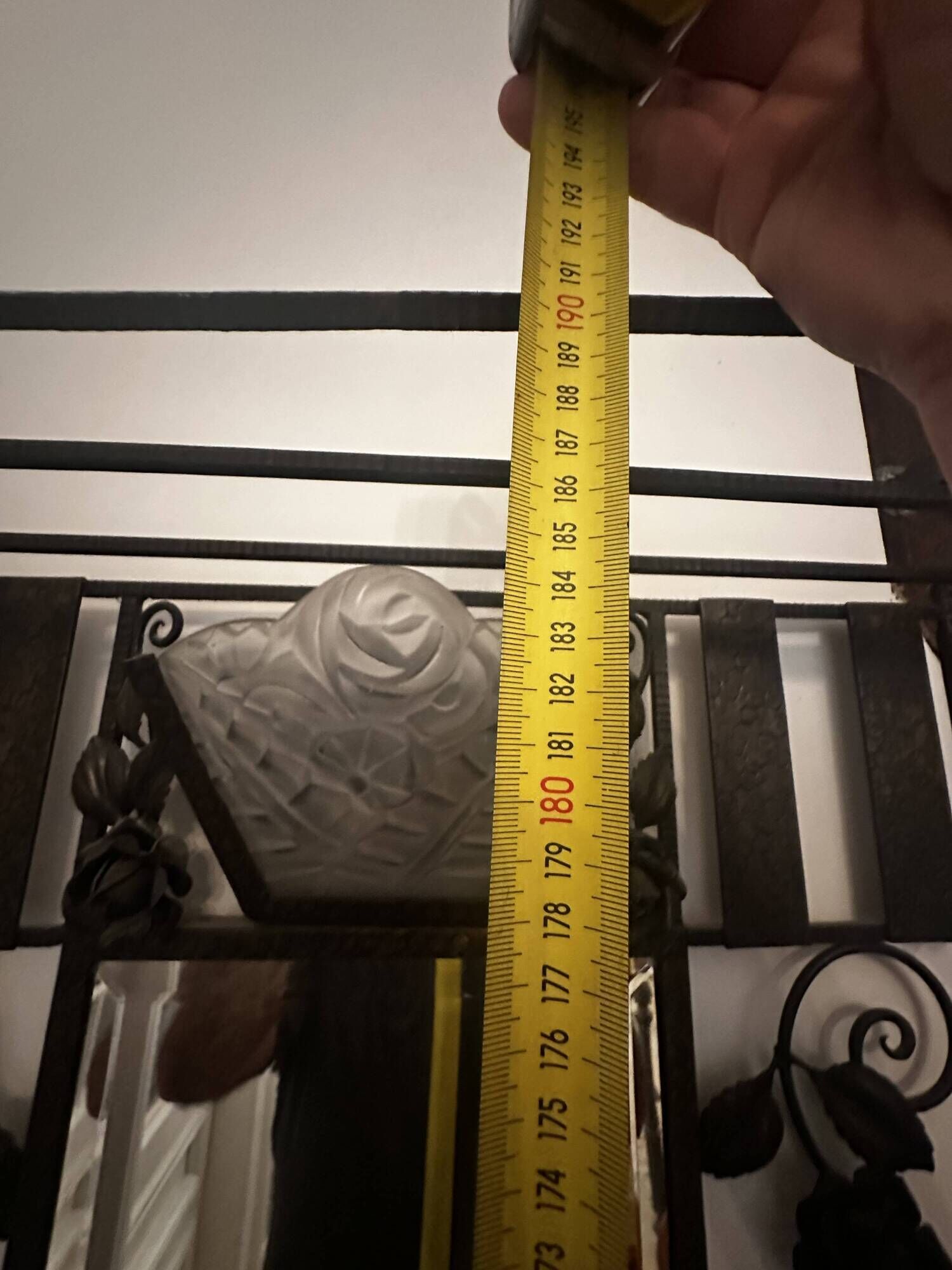 Art deco wrought iron coat rack and Degue lamp