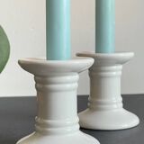 Pair of White Ceramic Candlesticks