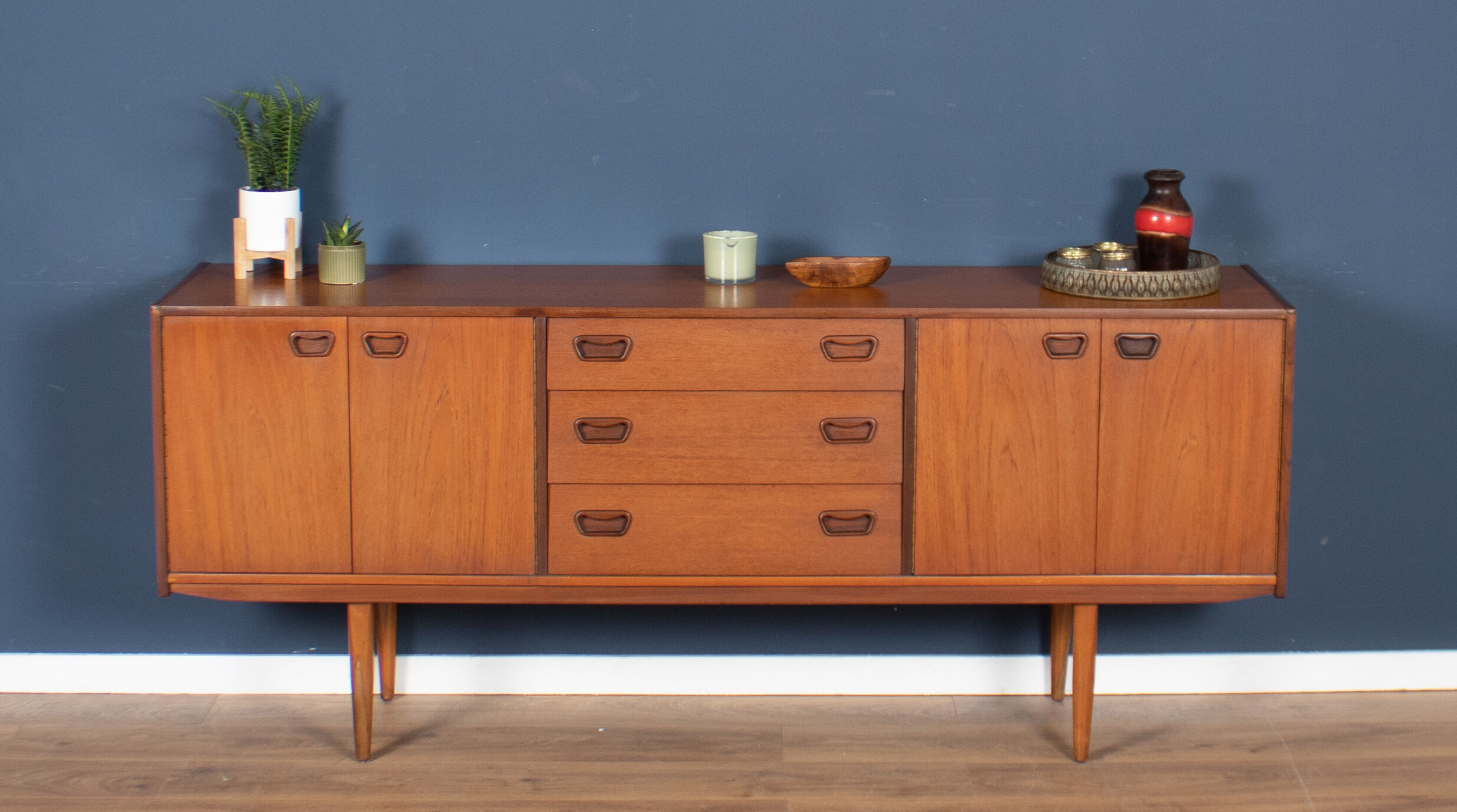 Retro teak 1960s mid century long teak sideboard