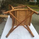 Armchair high back vintage rattan
