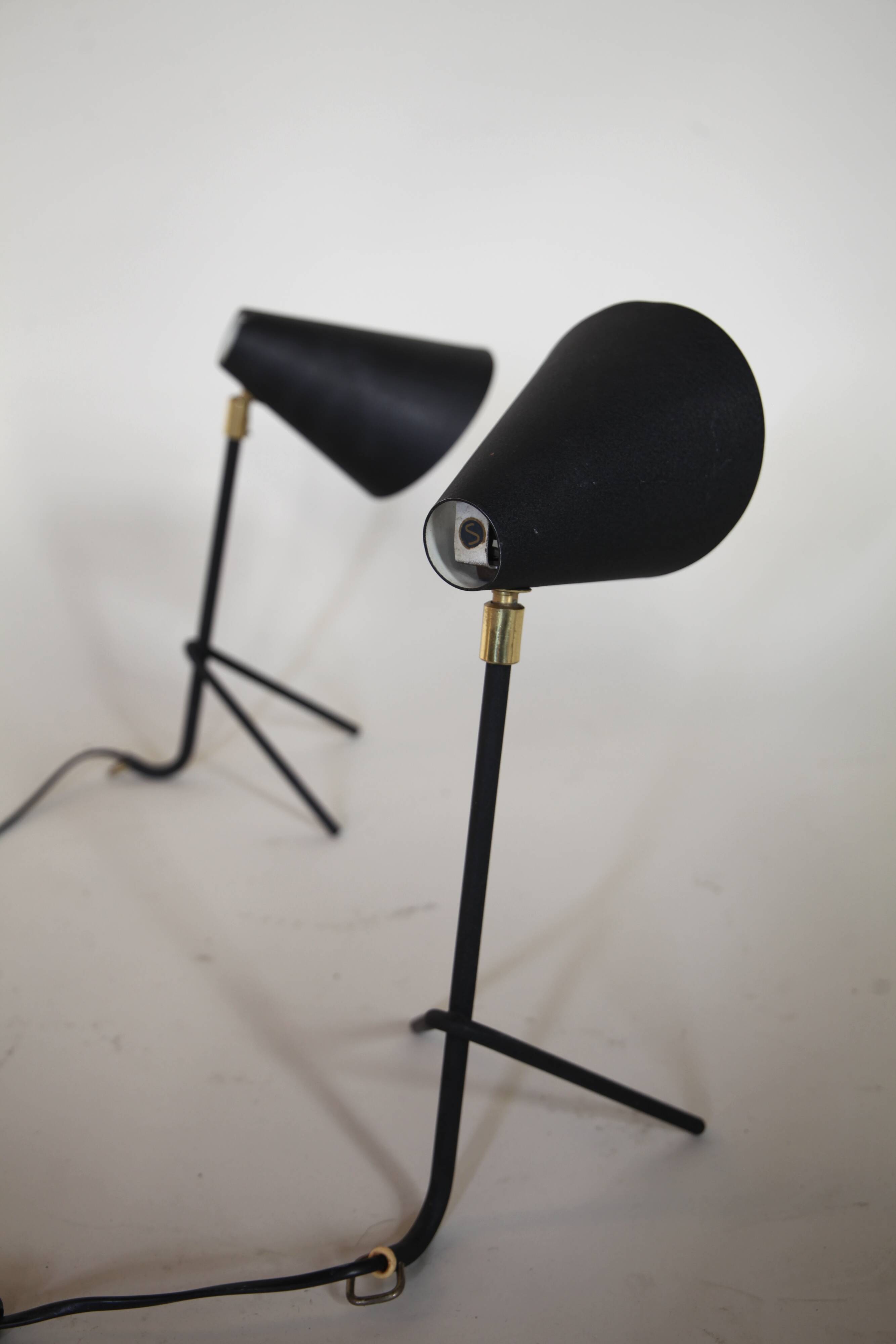 Paire de lampes trépied suédoises, années 1950