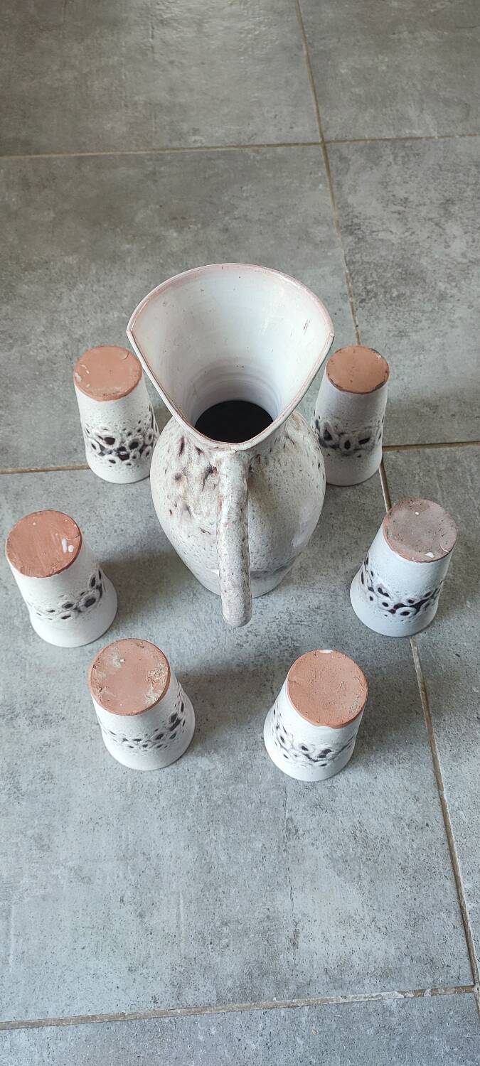 Pierlot 60s enamelled stoneware orangeade service