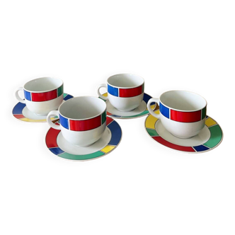 80s porcelain lunch cups with saucers