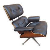 Vintage Lounge Chair in Black Leather by Charles Eames and Ray Eames for Herman Miller, 1960s