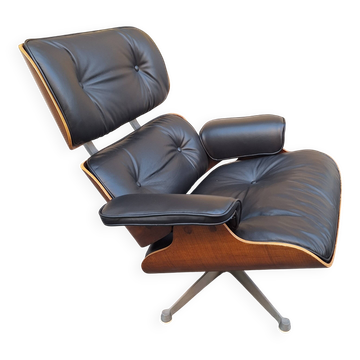 Fauteuil vintage en cuir noir par Charles Eames et Ray Eames pour Herman Miller, années 1960.