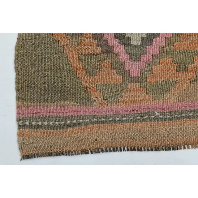 1970s Vintage Turkish Oushak Handmade  Tan Runner Rug  140x322