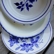 Trio of hollow dishes blue tones