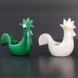 Pair of vintage roosters trinket bowls 1950