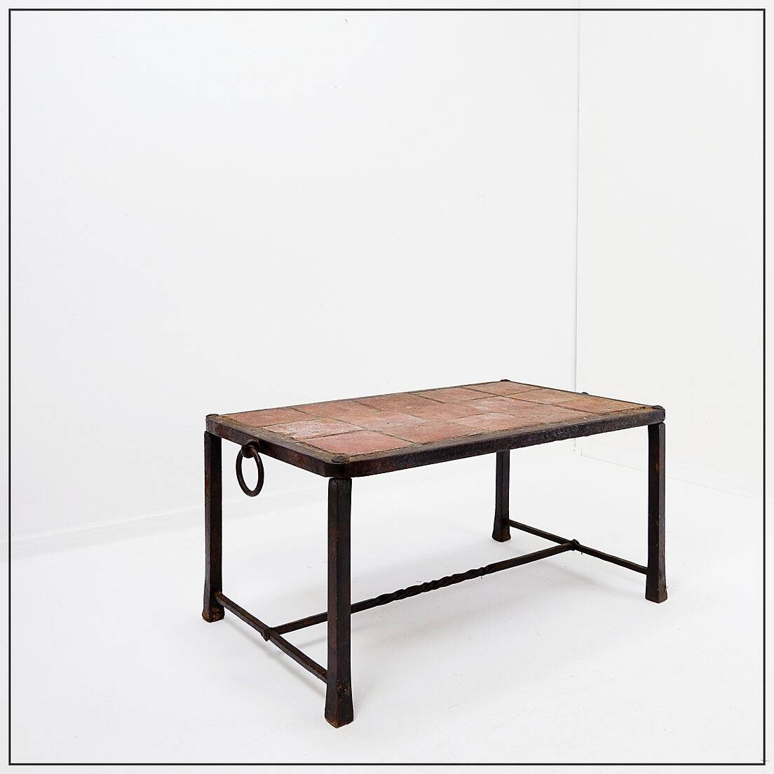 Brutalist Spanish Iron and Tile Coffee Table - circa 1920s