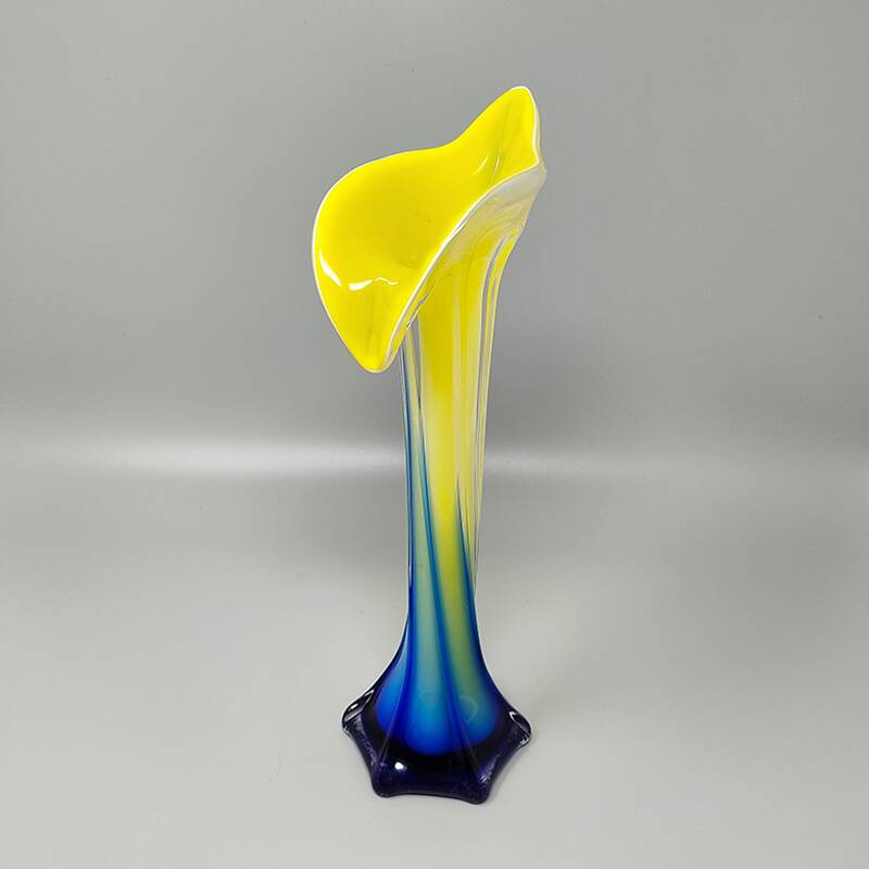 1960s Astonishing Jack in the Pulpit "Calla Lily" vase in Murano glass.