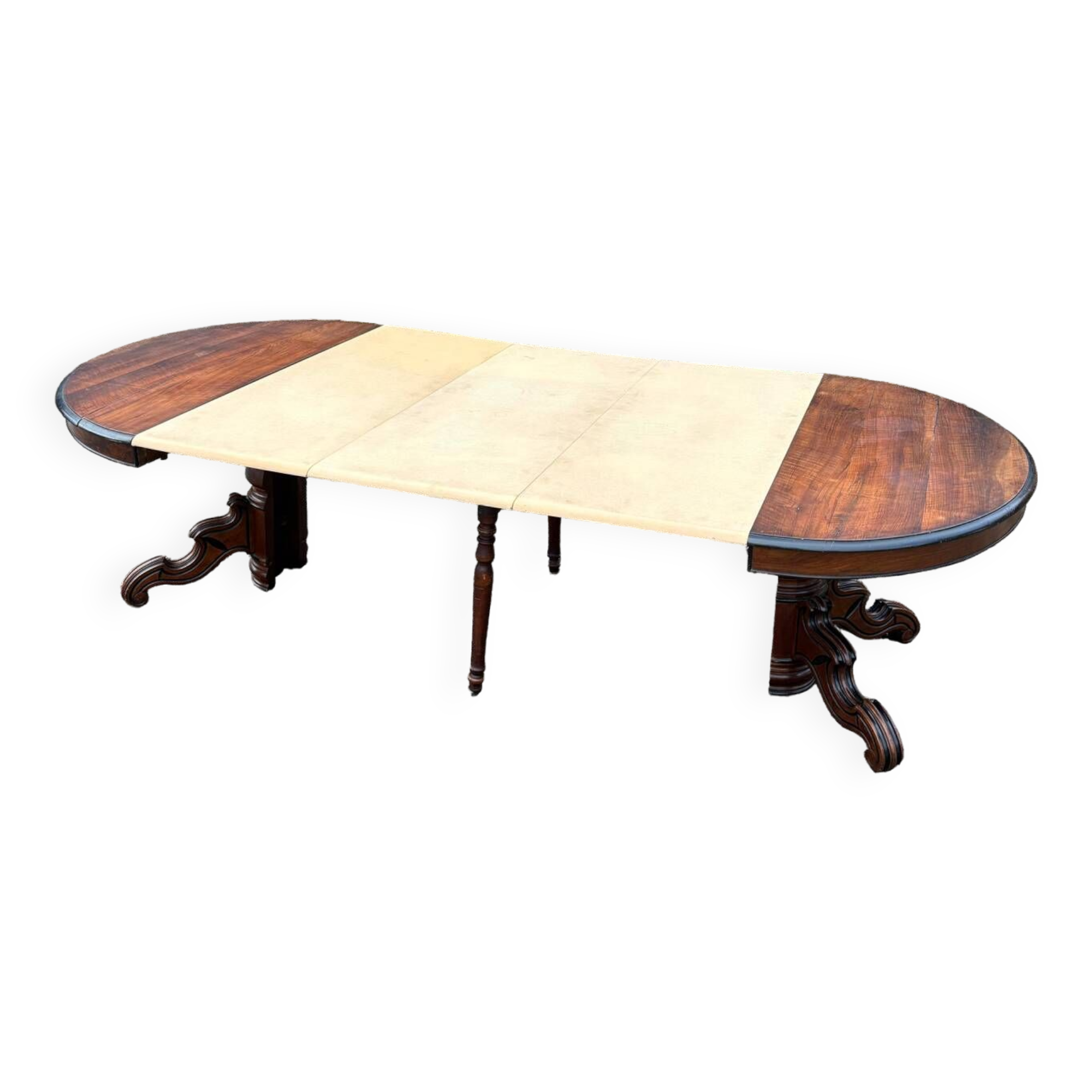 Large oval mahogany dining table from the 19th century Restoration period
