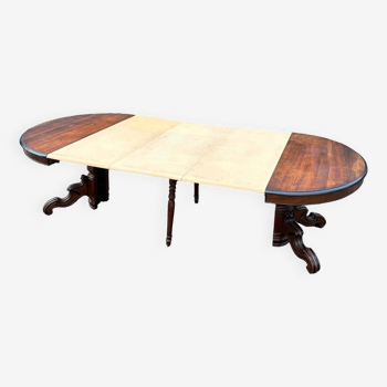 Grande table de salle à manger ovale en acajou d’époque restauration xix eme siècle