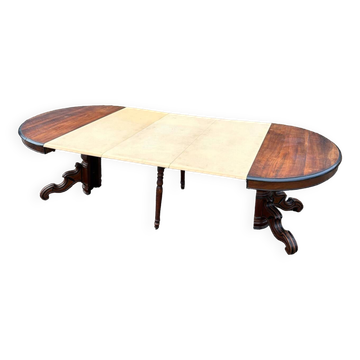 Grande table de salle à manger ovale en acajou d’époque restauration xix eme siècle