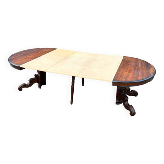 Grande table de salle à manger ovale en acajou d’époque restauration xix eme siècle