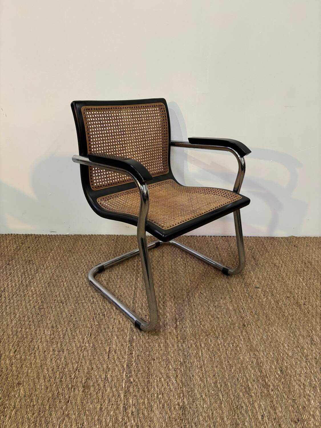 Marcel Breuer style  armchair molded cane seat