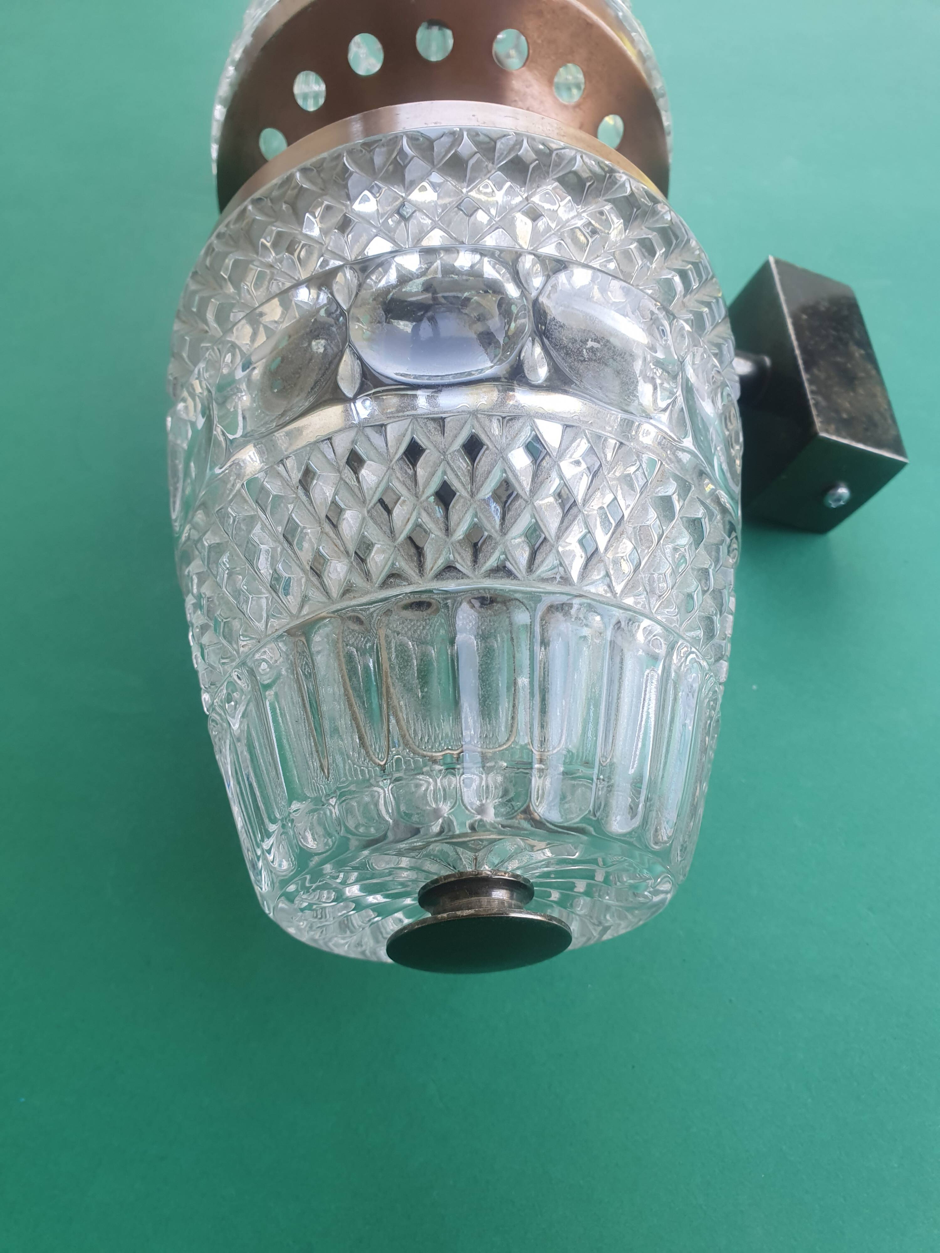 Vintage brass wall sconce with two glass globes