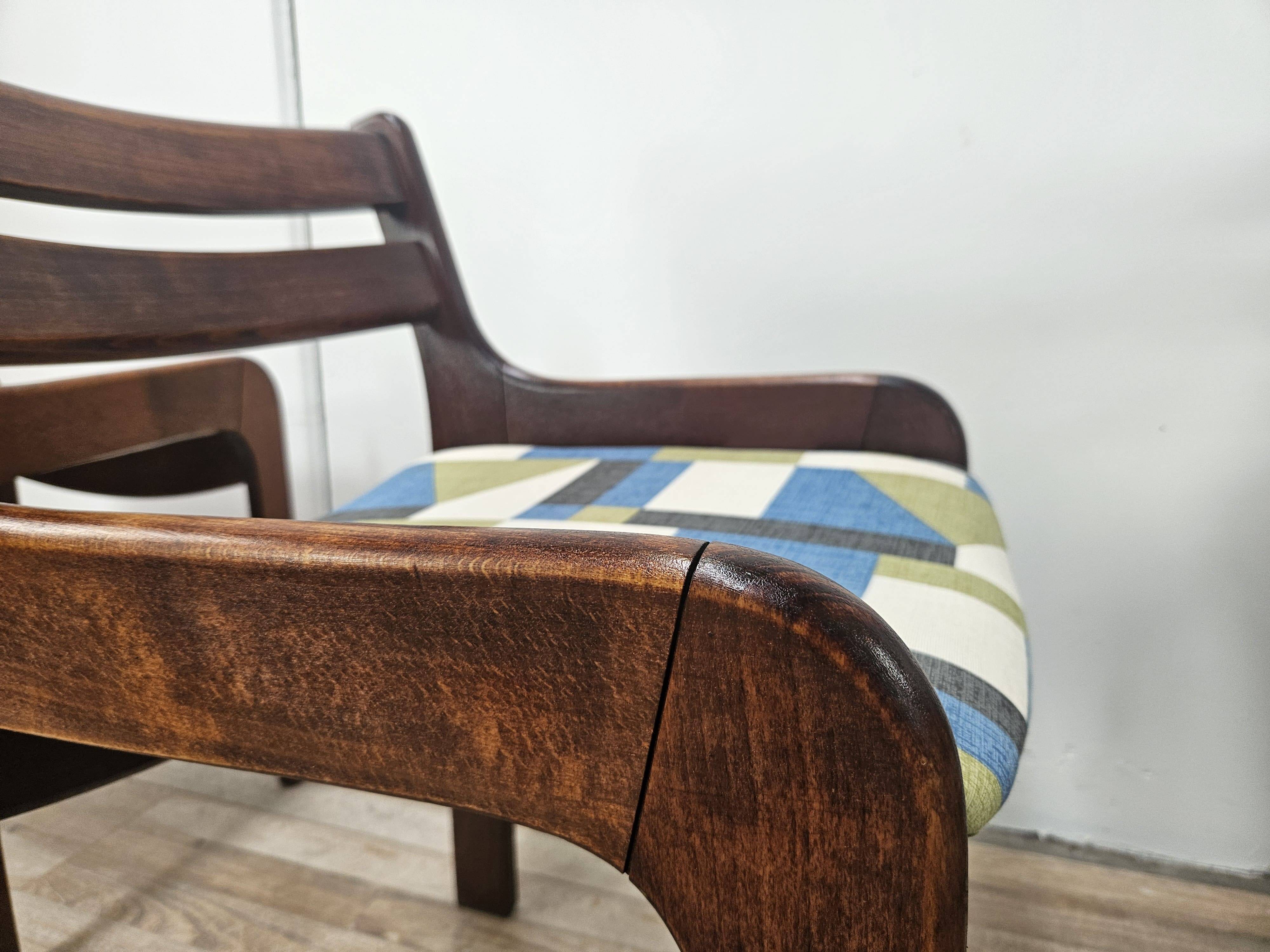 Chaises de salle à manger des années 70 en hêtre et tissu Space Age