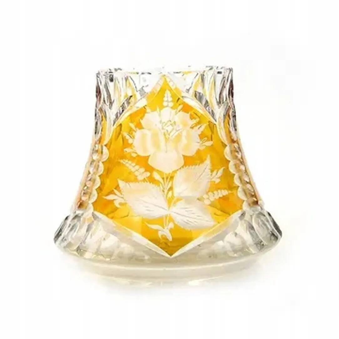Vase with roses, mid-century modern, glass, Poland, 1970s
