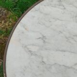 Table bistrot ronde ancienne avec plateau marbre