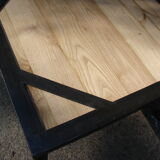 Steel and wood-style coffee table or sofa