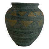 Vase terre cuite bleue