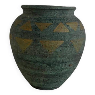 Vase terre cuite bleue