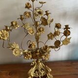 Brass church candelabra with fleur-de-lys