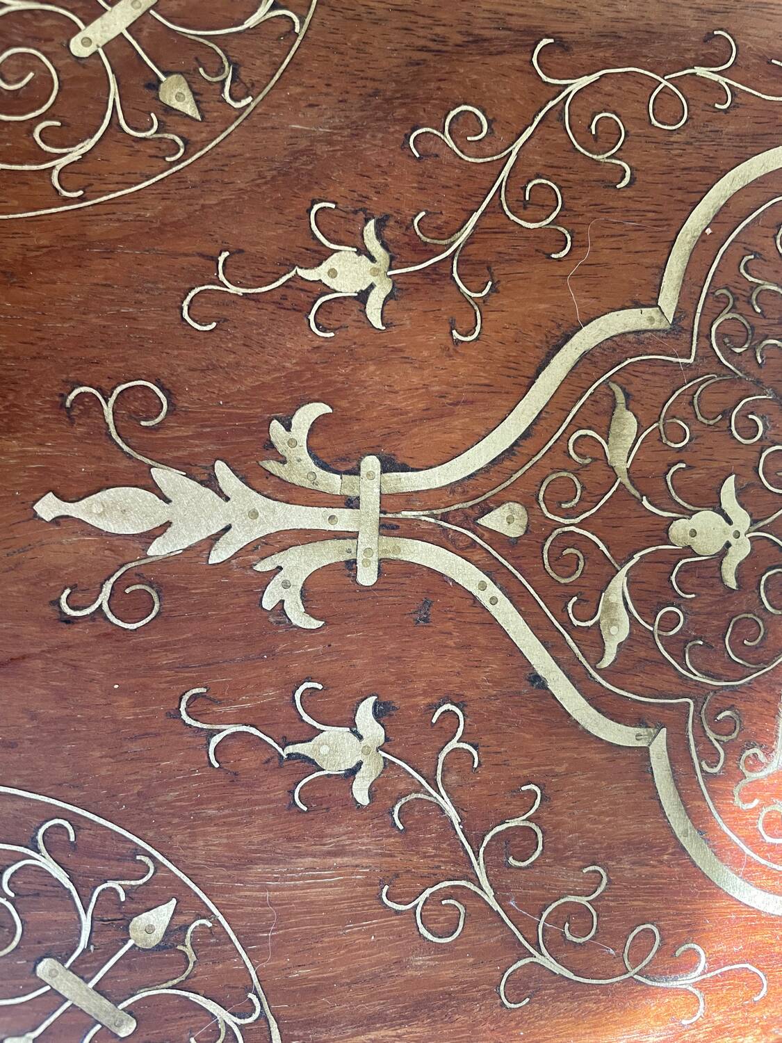 19th century wooden and brass tray