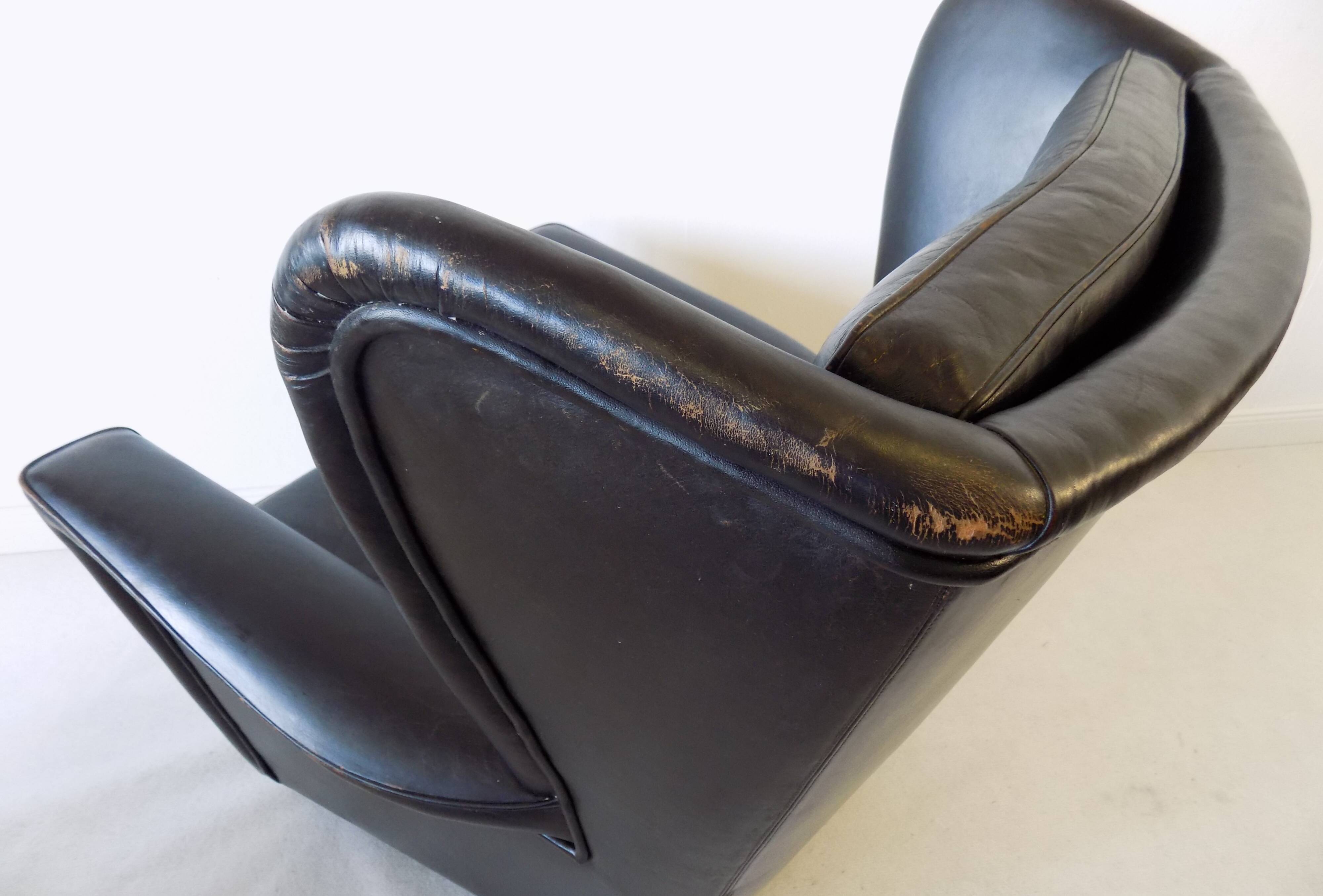 Howard Keith pair of black leather armchairs for HK Furniture