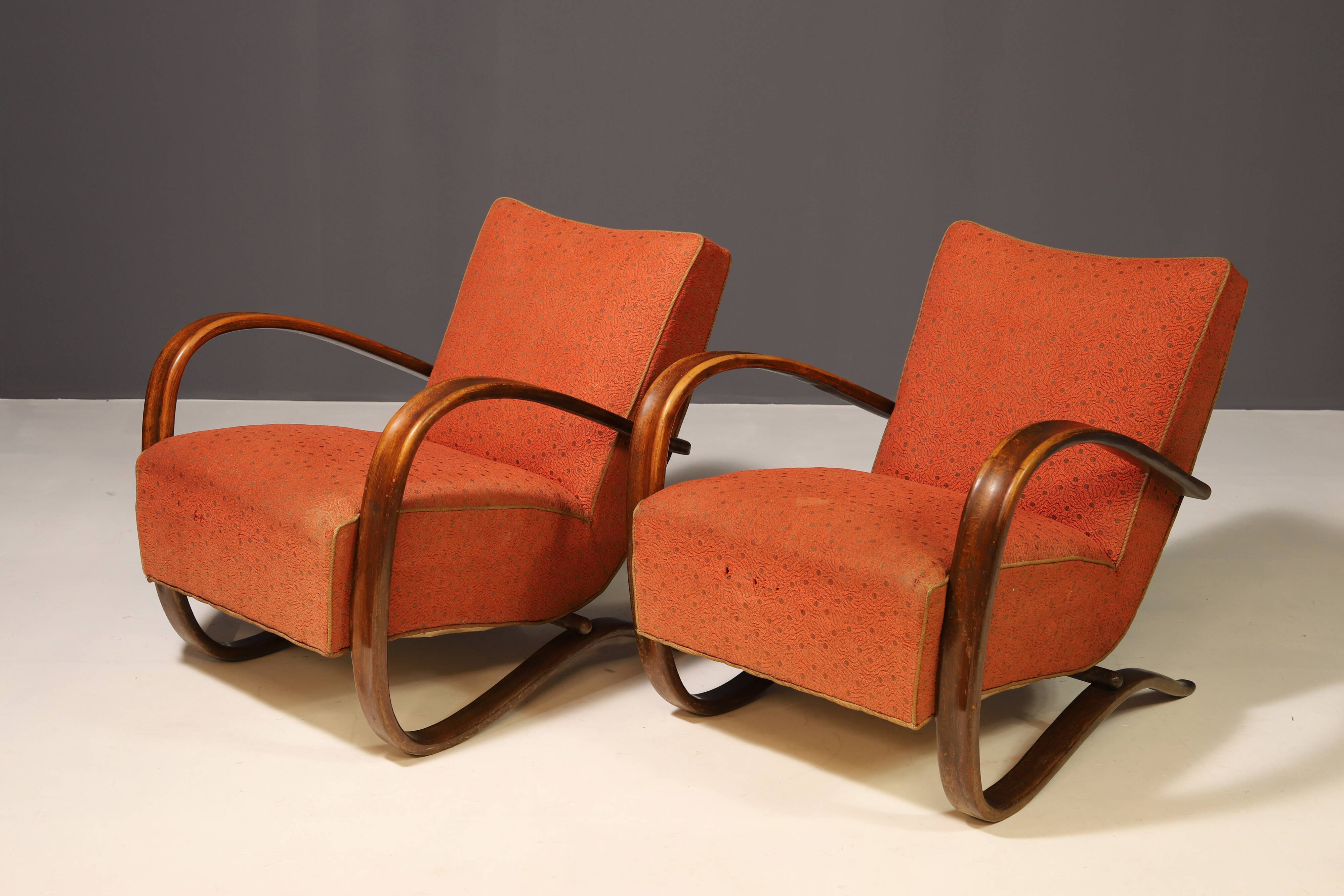 Fauteuils ART DECO H269 de Jindřich Halabala, années 1930, lot de 2