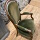 Fauteuil Voltaire Louis Philippe en velours vert bois XIX