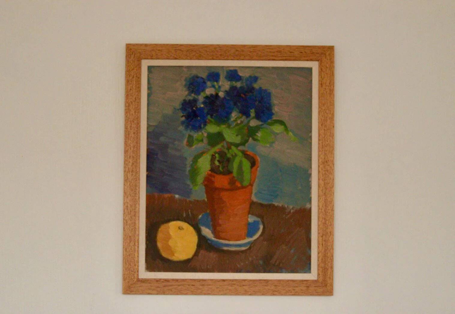 Swedish Oil on Panel – “Blue Flower and Citrus” attributed to Olax