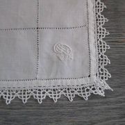 14 antique embroidered, monogrammed tea towels