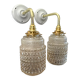 Pair of vintage electrified glass wall lamps