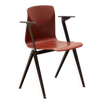 Vintage Galvanitas S22 chair mahogany and black armrests