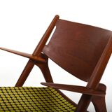 CH-28 Teak and Unika Vaev Easychair by Hans J. Wegner 1960s