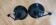 Pair of black enamel workshop pendant lamps